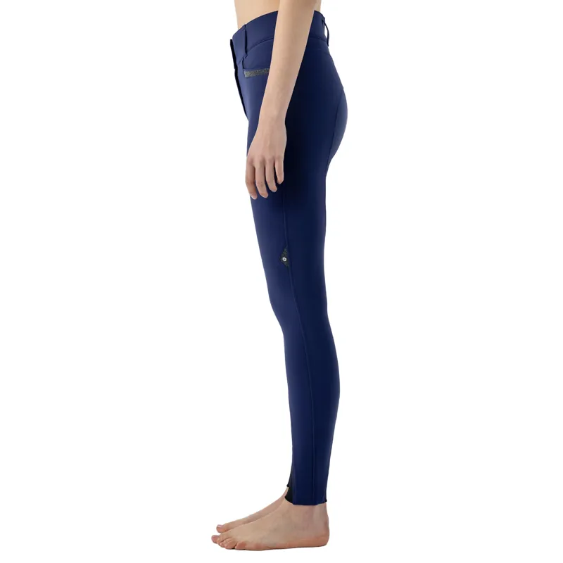 Equiline Crystalek High Waist Knee Grip Ladies Breeches - Blueberry-2