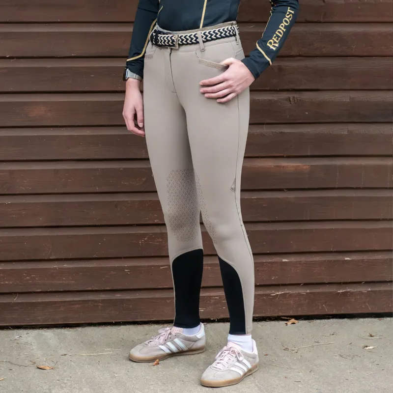 Equiline Crystalek High Waist Knee Grip Ladies Breeches - Taupe