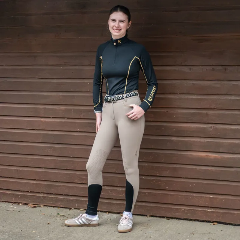 Equiline Crystalek High Waist Knee Grip Ladies Breeches - Taupe-4