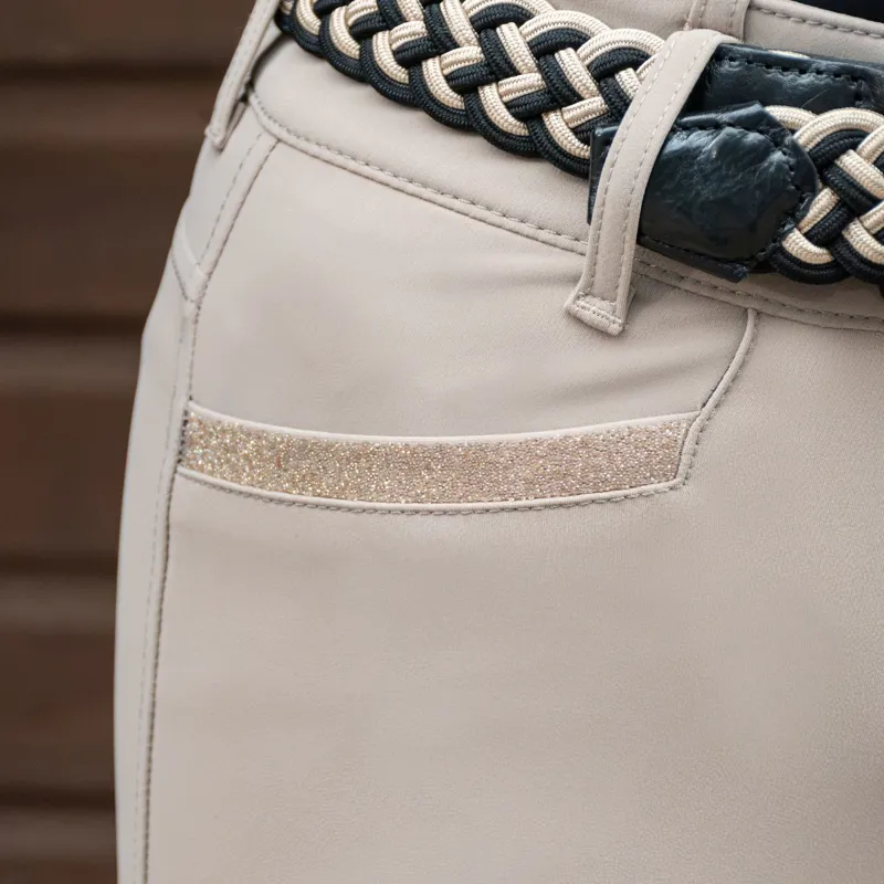 Equiline Crystalek High Waist Knee Grip Ladies Breeches - Taupe-8
