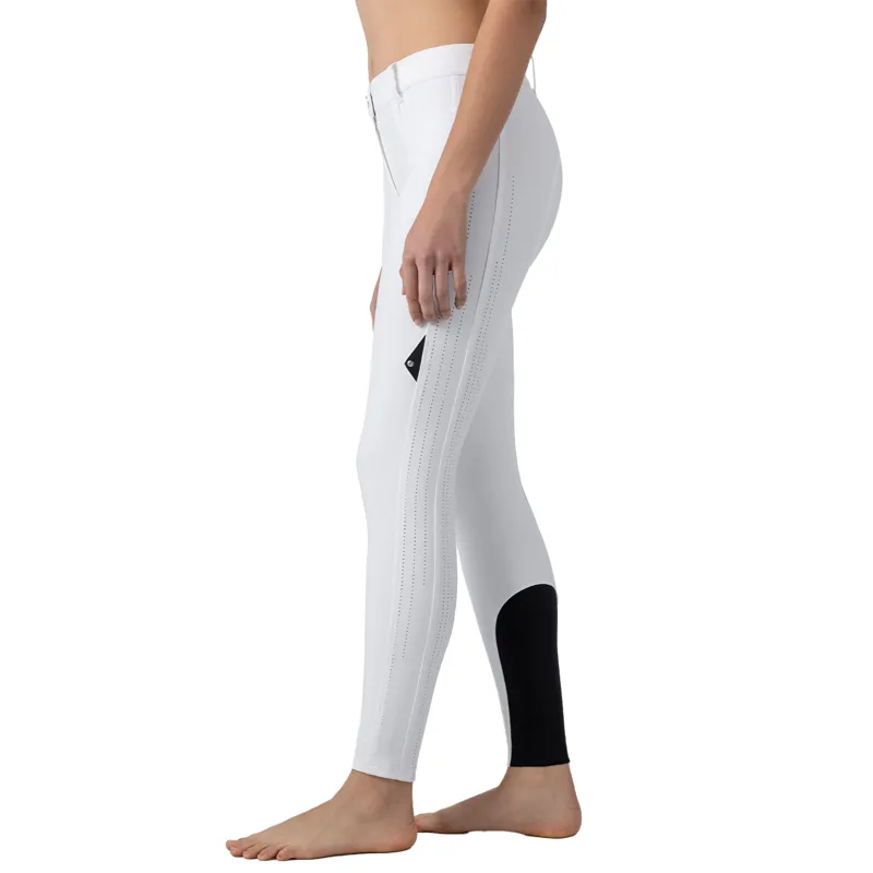 Equiline Endrakh Ladies Knee Grip High Waist Breeches - White-5