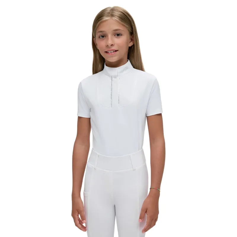Equiline Junior Girls Short Sleeve Show Shirt - White