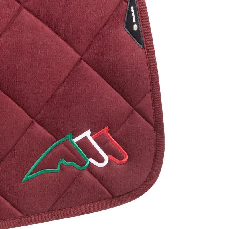Equiline EQTRICOLORE Dressage Saddlecloth and Ear Net Set - Burgundy-1