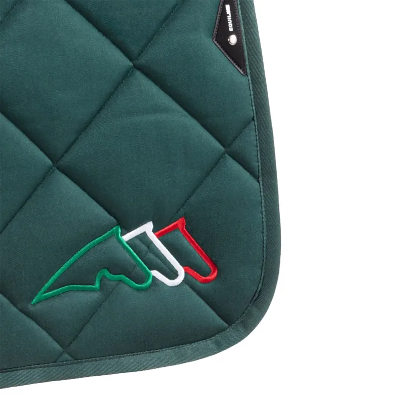 Equiline EQTRICOLORE Dressage Saddlecloth and Ear Net Set - Green-1