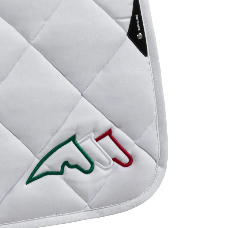 Equiline EQTRICOLORE Dressage Saddlecloth and Ear Net Set - White-1