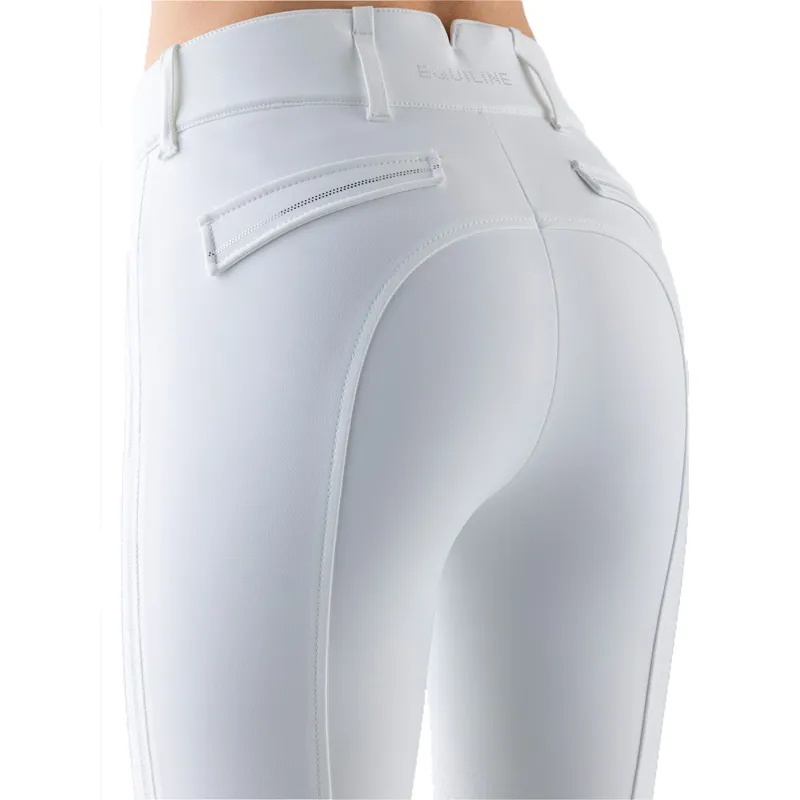 Equiline Grelbikh Knee Grip Ladies High Waist Breeches - White-2