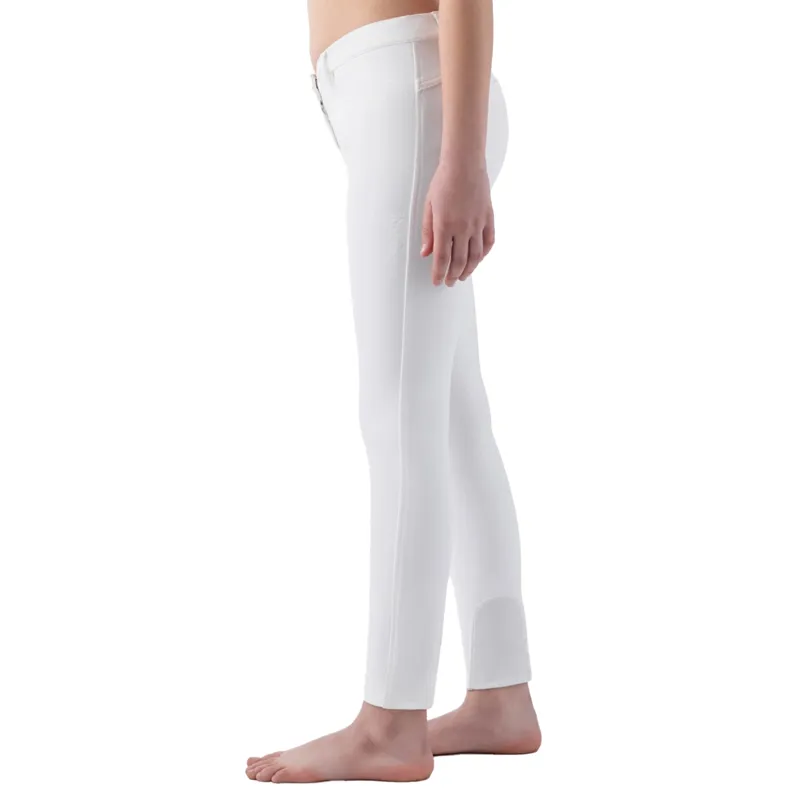 Equiline Jinak Knee Grip Junior Girls Competition Breeches - White-2