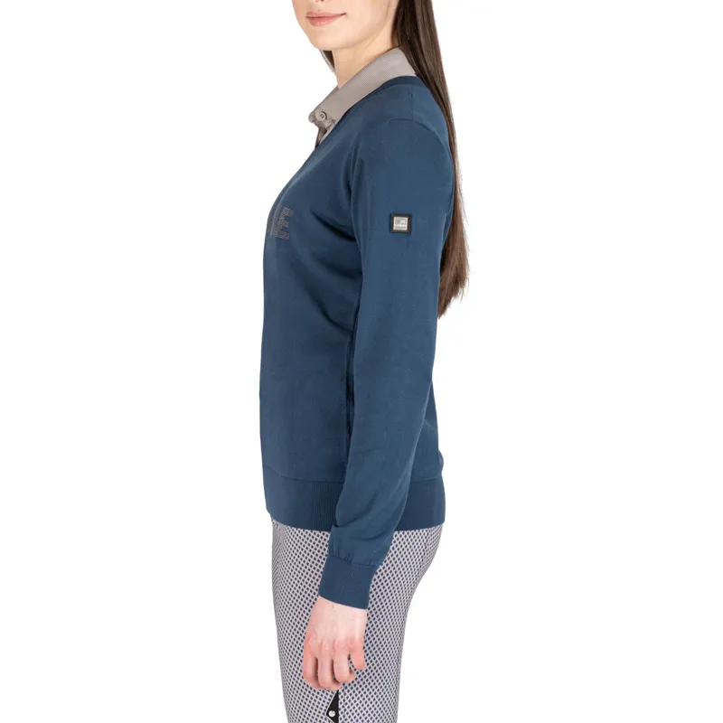 Equiline Eleonore Ladies V-Neck Pullover - Diplomatic Blue-2