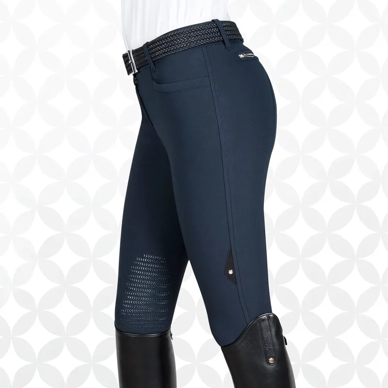 Equiline Ash Knee Grip Ladies Breeches - Blue-2