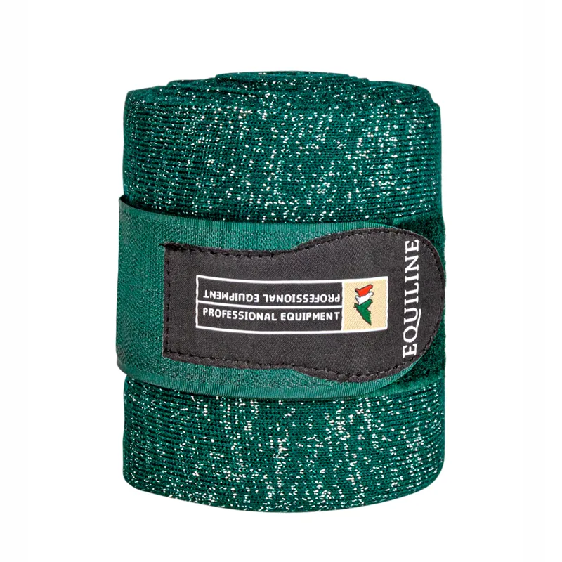Equiline Glitter Bandages - Bottle Green