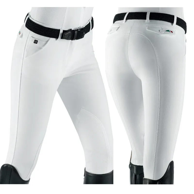 Equiline Boston Knee Patch Womens Competition Breeches - White-2