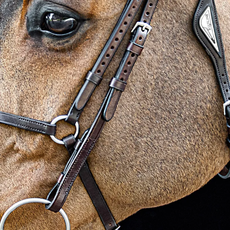 Equiline Flat Cheek Pieces - Brown-1