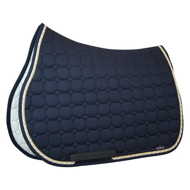 Equiline Octagon Custom Saddlecloth - Blue/Gold Glitter/Beige/White