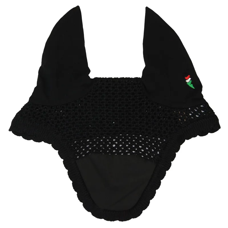 Equiline Kim Ear Net with Embroidery Patch - Black