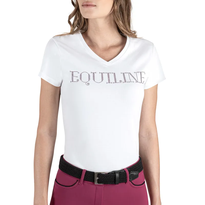 Equiline Gigerg V-Neck Ladies Tee - White/Violet