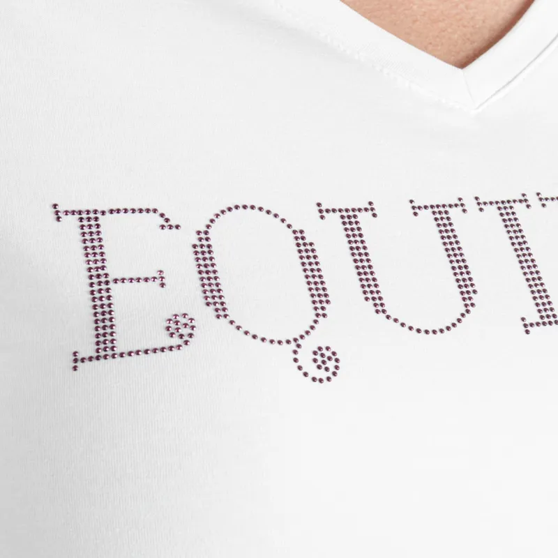 Equiline Gigerg V-Neck Ladies Tee - White/Violet-2