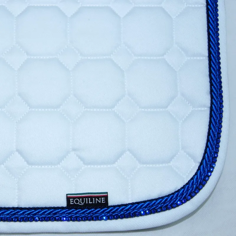 Equiline Octagon Custom Saddlecloth - White/Royal Blue/Blue Diamante-1