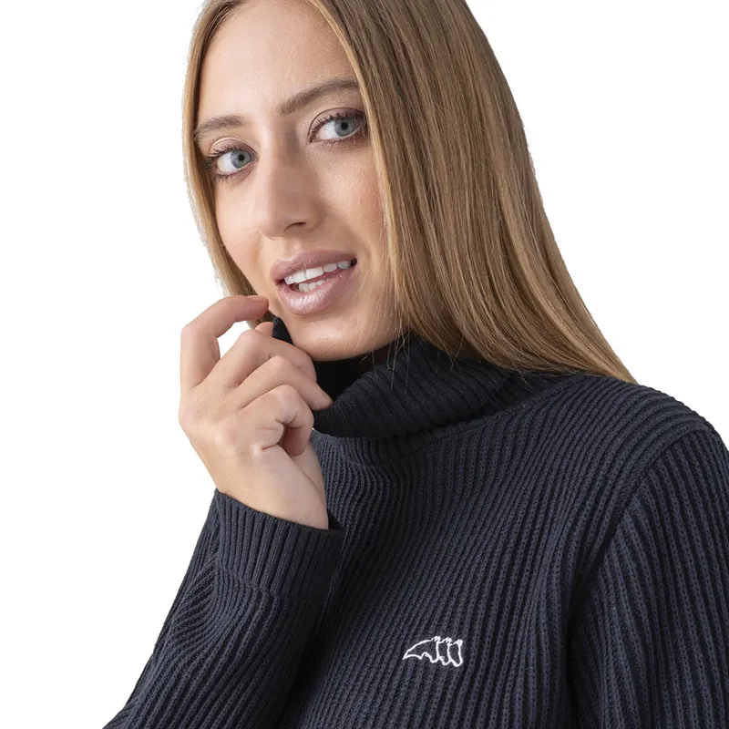 Equiline Nicole Technical High Neck Ladies Pullover Sweater - Blue-3