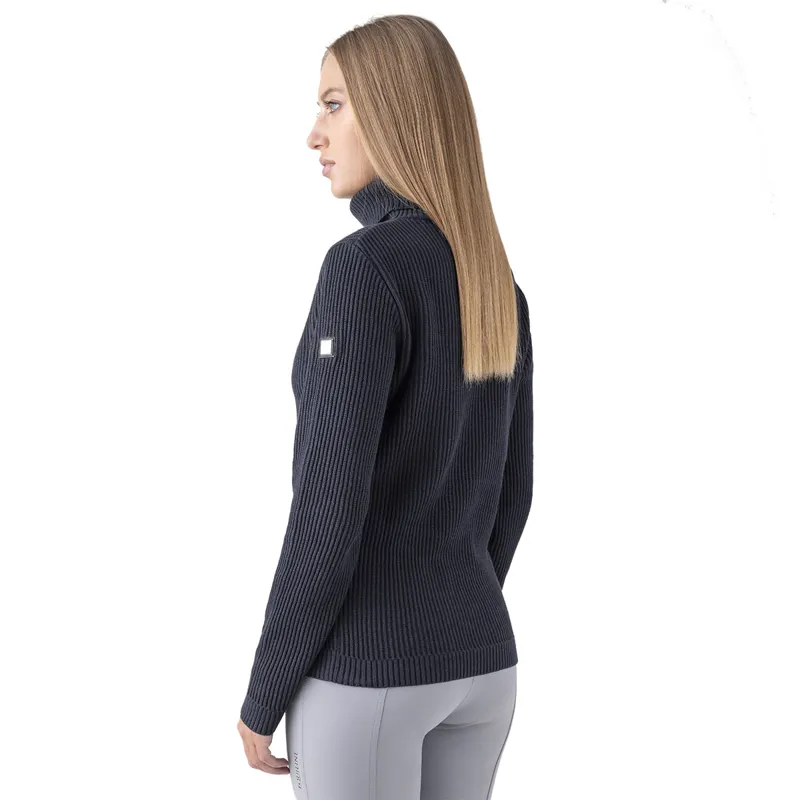 Equiline Nicole Technical High Neck Ladies Pullover Sweater - Blue-1