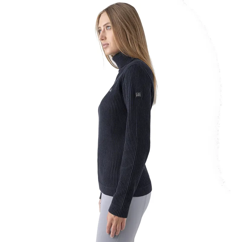 Equiline Nicole Technical High Neck Ladies Pullover Sweater - Blue-2
