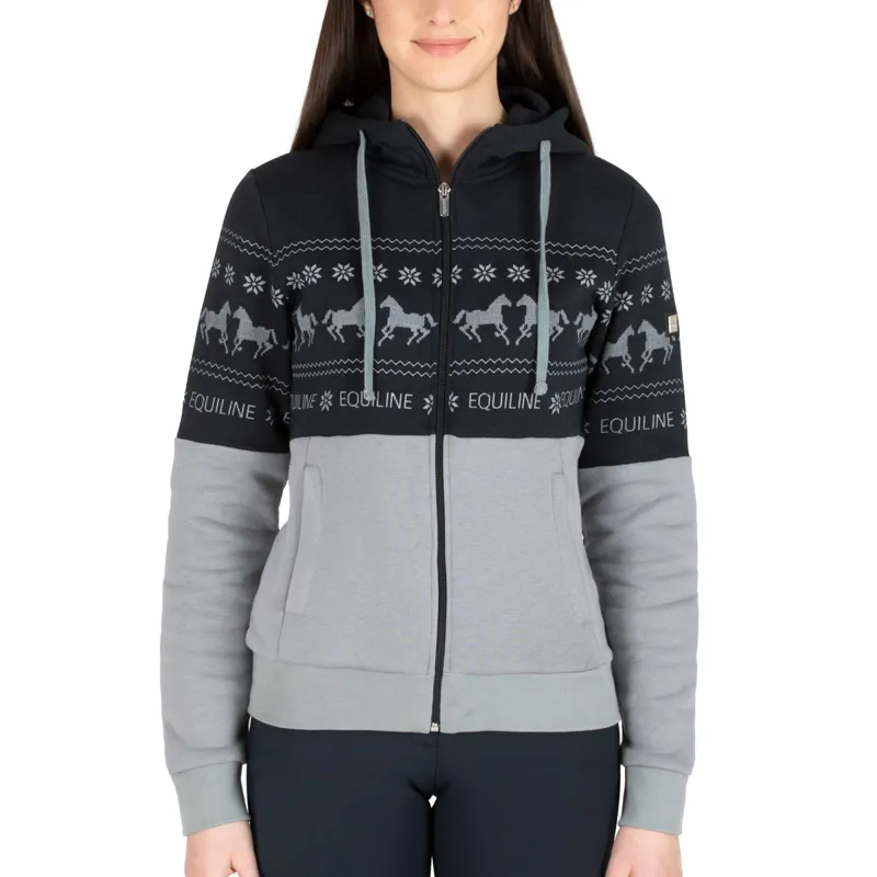 Equiline Nilvian Ladies Christmas Zip Hoodie - Stone