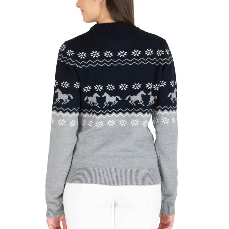 Equiline Nitan Ladies Christmas Sweater - Light Grey-1