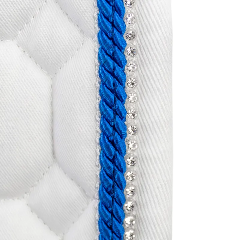 Equiline Octagon Custom Saddlecloth - White/Royal Blue/Diamante-1