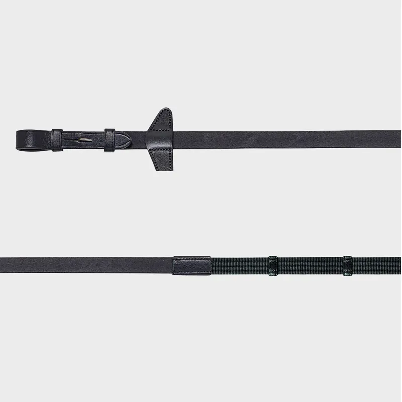 Equiline Continental Reins with Stoppers - Black-1