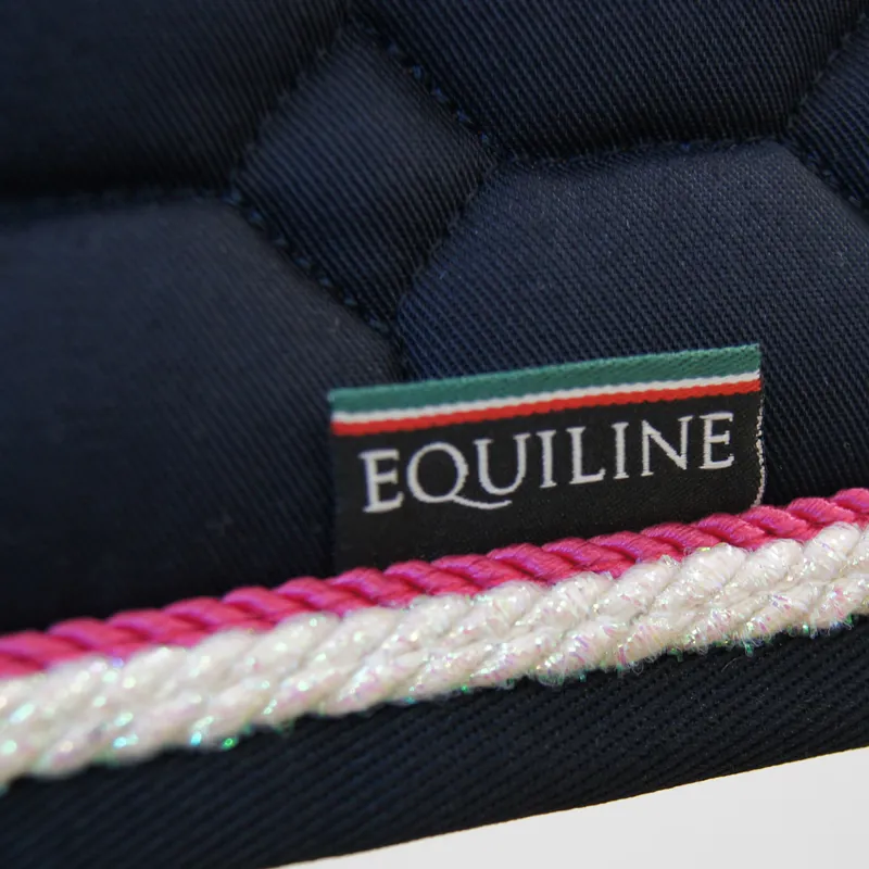 Equiline Octagon Custom Saddlecloth - Blue/White Glitter/Fuchsia-1
