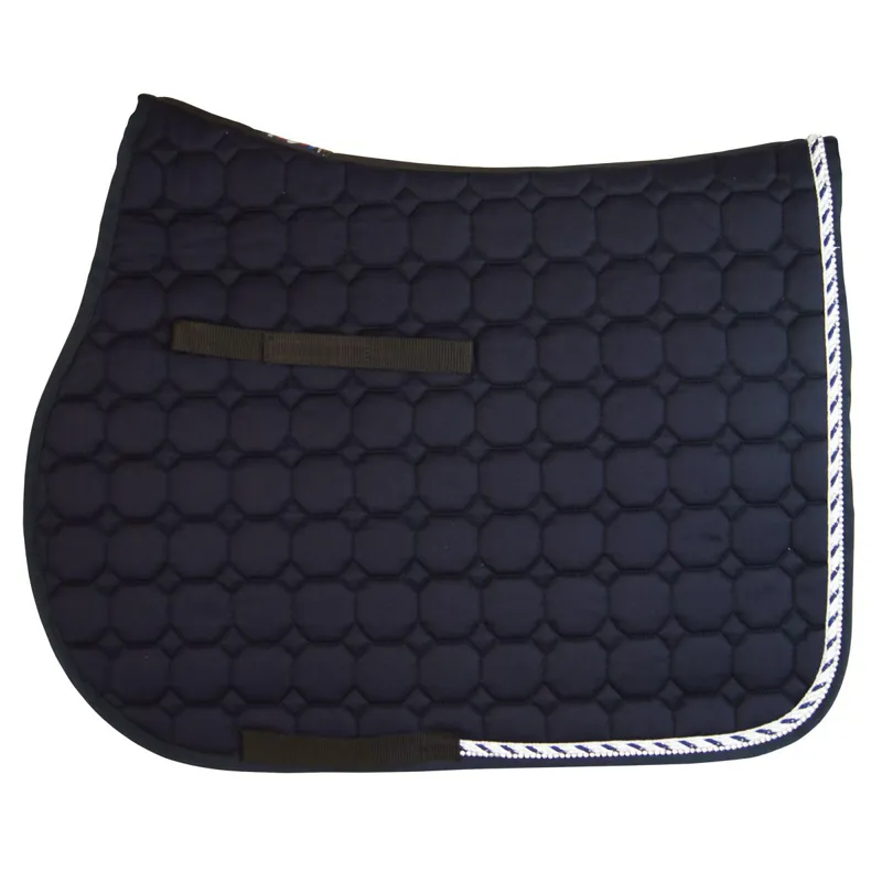 Equiline Octagon Custom Saddlecloth - Navy/Silver Navy/Diamante