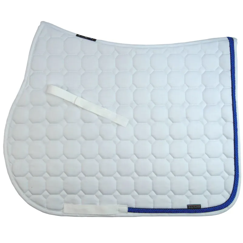 Equiline Octagon Custom Saddlecloth - White/Royal Blue/Blue Diamante