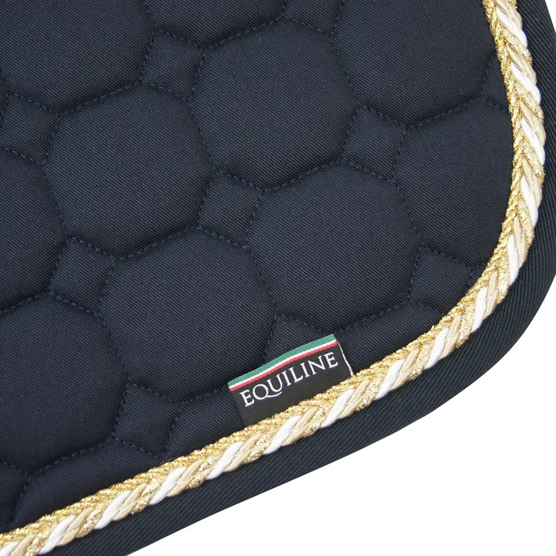 Equiline Octagon Custom Saddlecloth - Blue/Gold Glitter/Beige/White-1