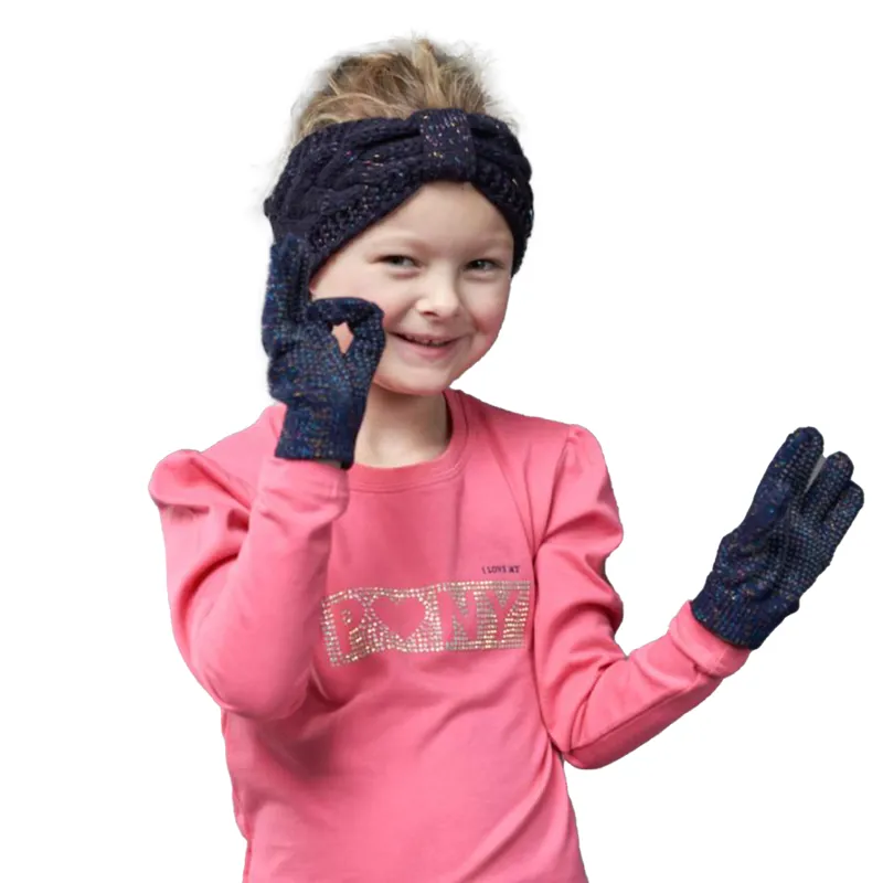 Equipage Luna Glitter Junior Gloves - Navy-1