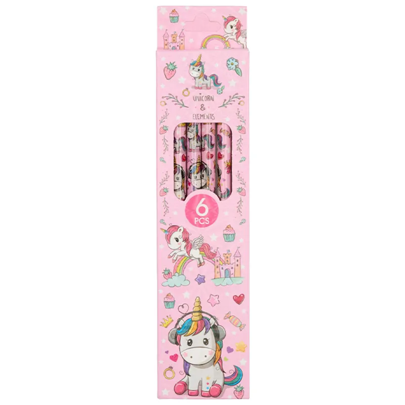 Equipage Unicorn Print Pencils 6 Pack Box - Misty Rose