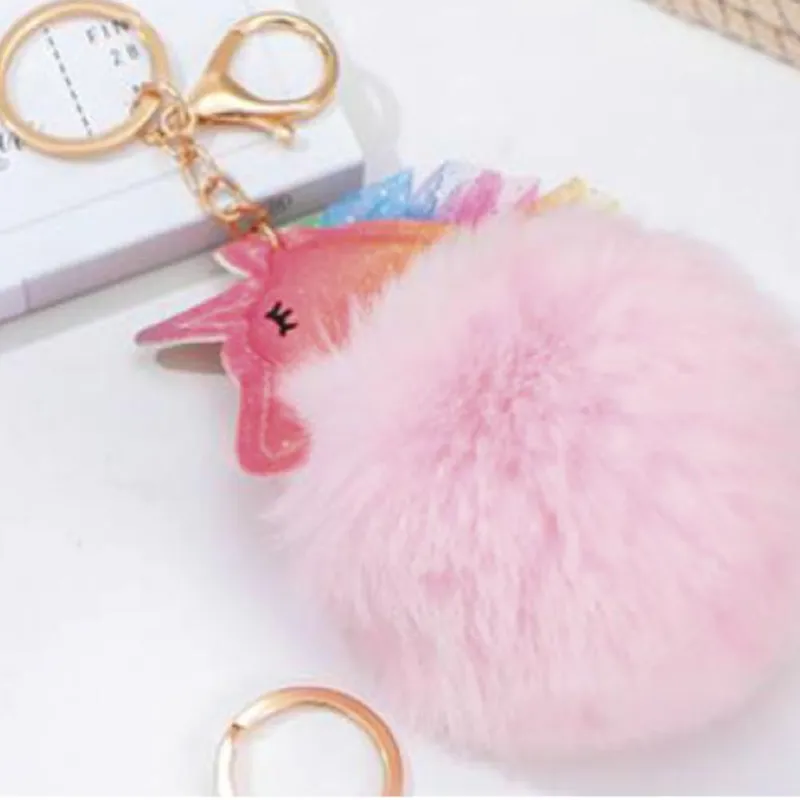 Equipage Unicorn Keyring With Pompon - Rainbow-1