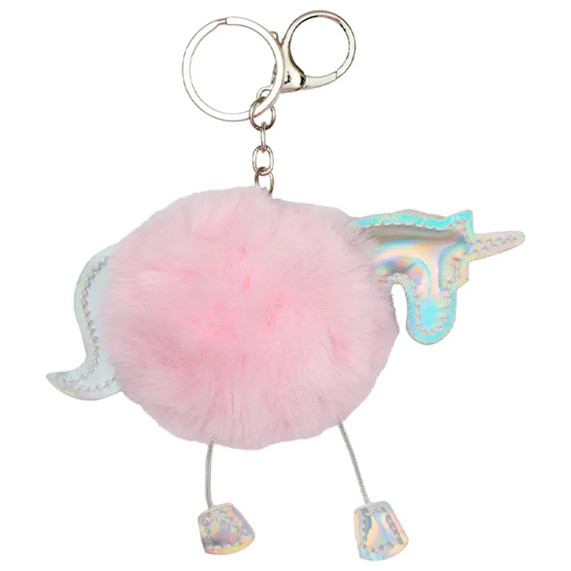 Equipage Unicorn Pompom Key Ring - Misty Rose