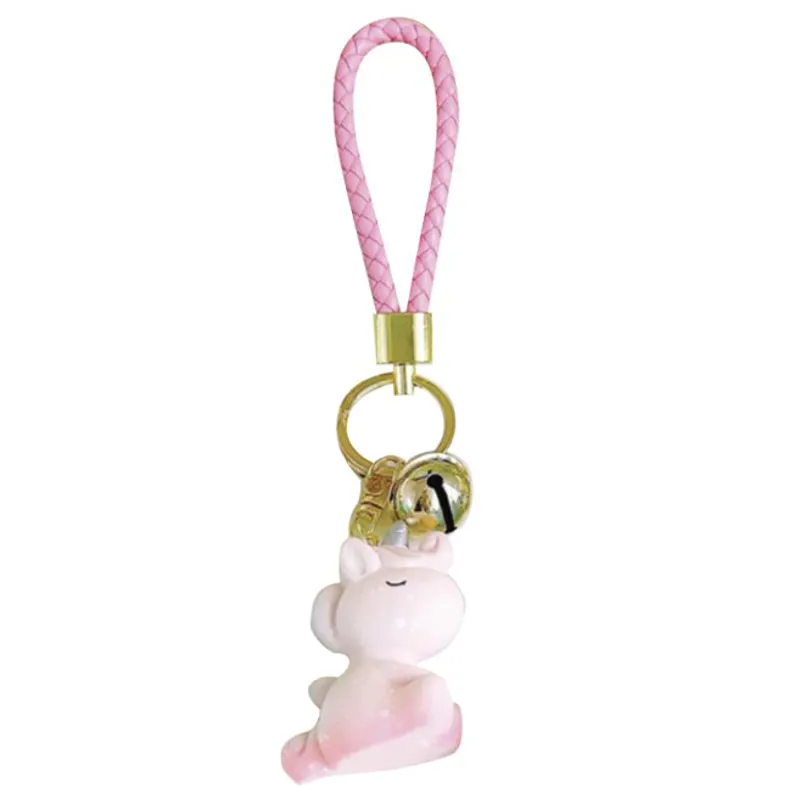 Equipage Unicorn Rubber Key Ring - Misty Rose-1