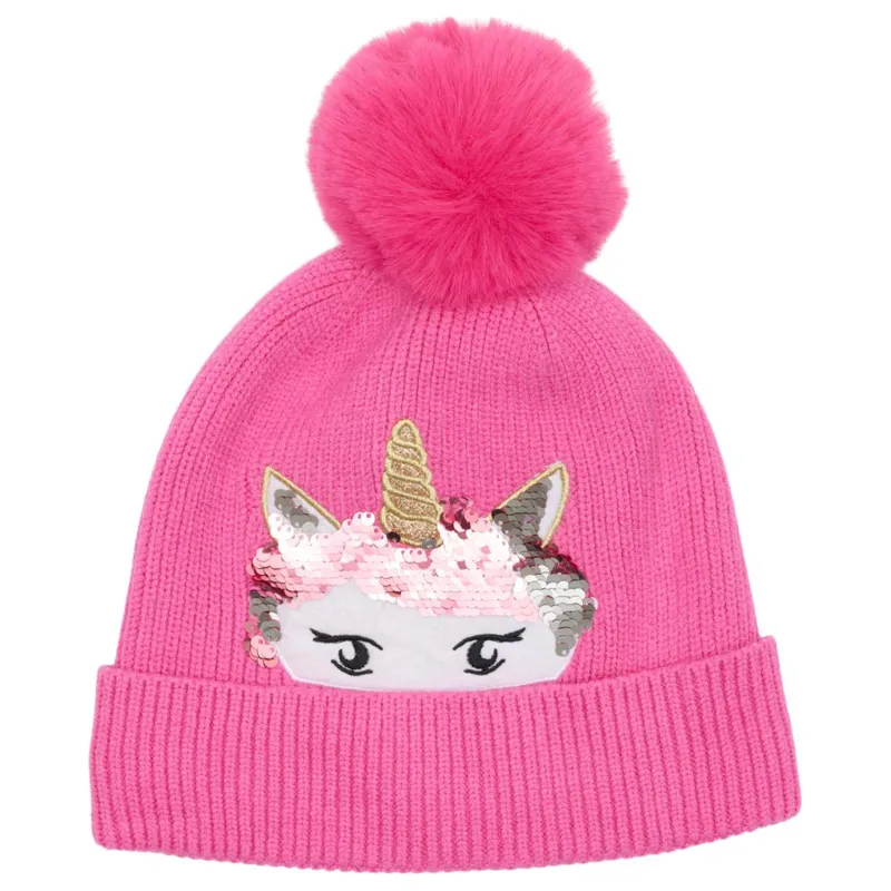 Equipage Val Juniorn Girls Unicorn Bobble Hat - Phlox Pink-1