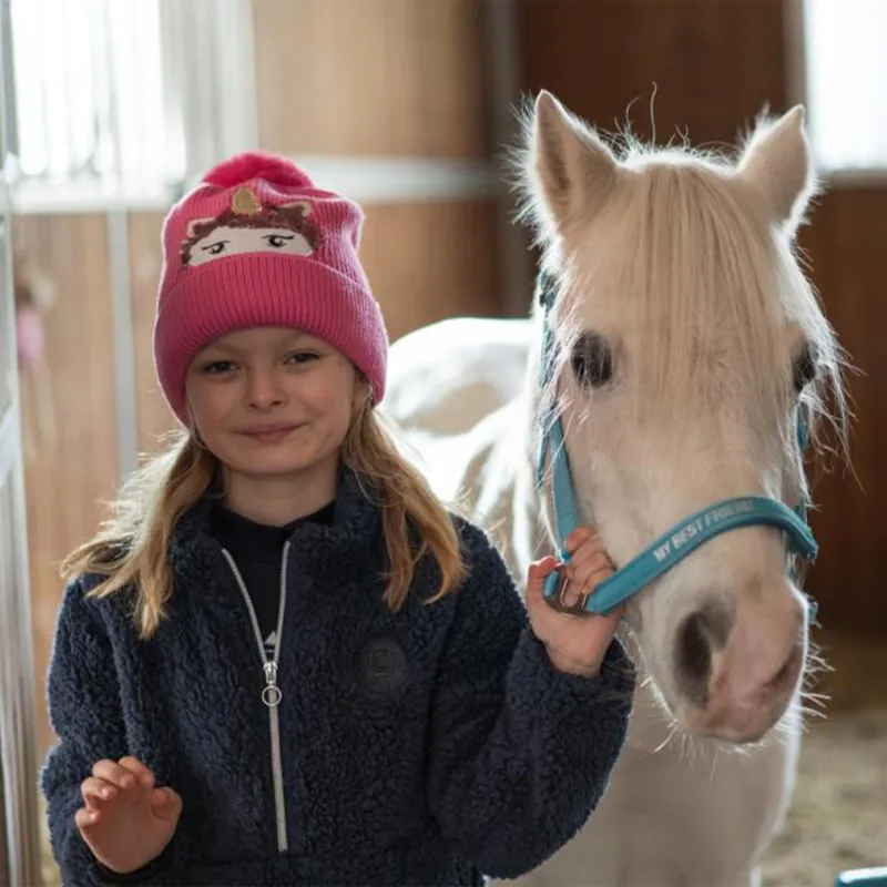 Equipage Val Juniorn Girls Unicorn Bobble Hat - Phlox Pink-3
