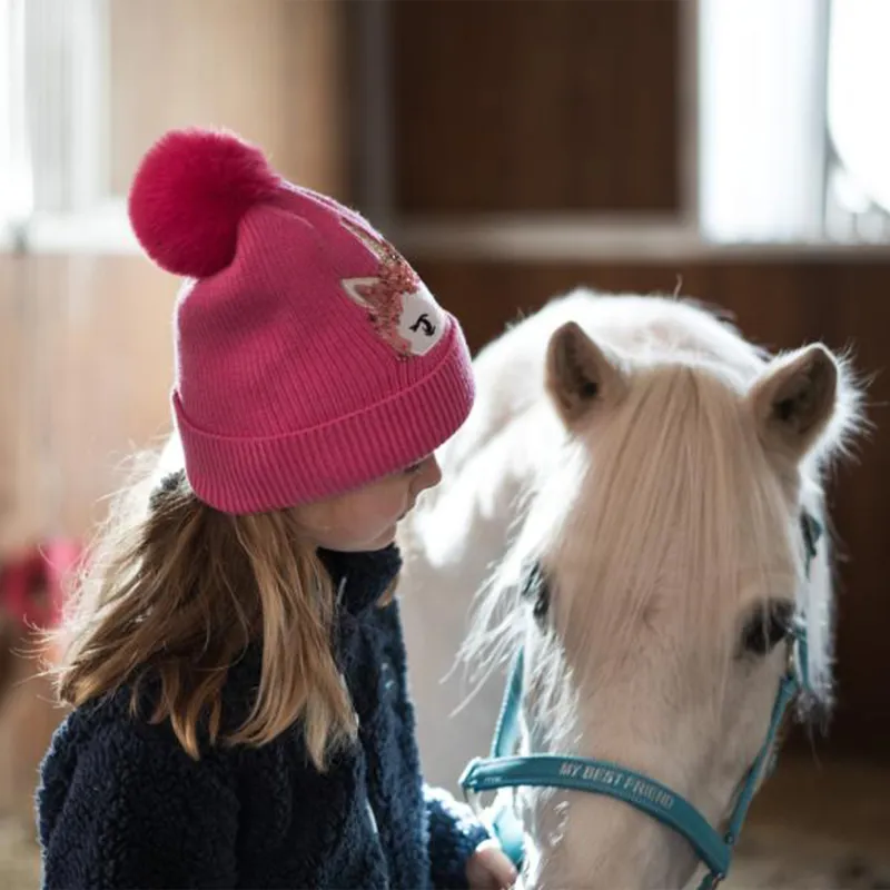 Equipage Val Juniorn Girls Unicorn Bobble Hat - Phlox Pink-4