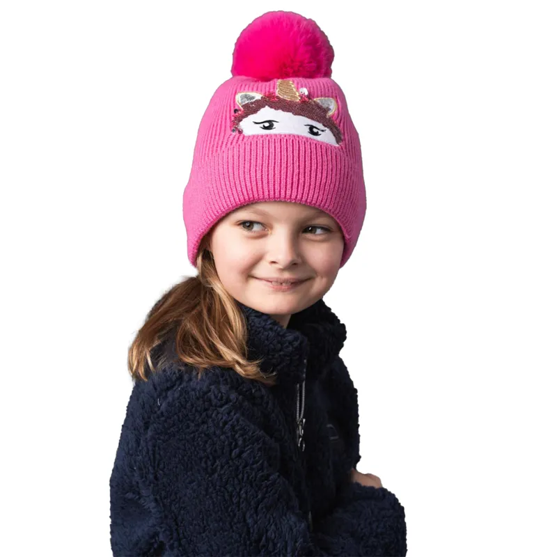 Equipage Val Juniorn Girls Unicorn Bobble Hat - Phlox Pink