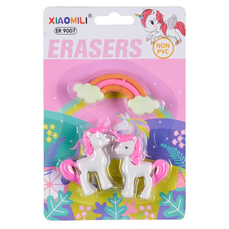 Equipage EQ Unicorn Erasers 3 Pack - Fairy Tale Begonia Pink