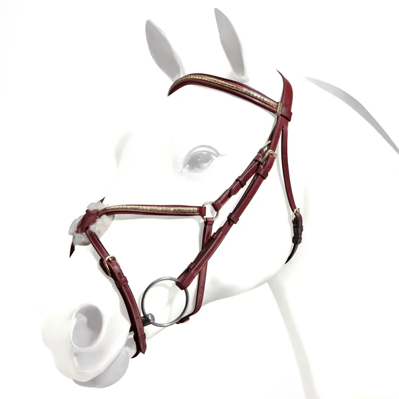 Equipe Emporio BRE14 Clincher Grackle Bridle - Red Brown/Brass