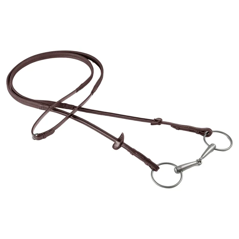 Equipe No Core Rubber Grip Reins Billet - Brown/Silver