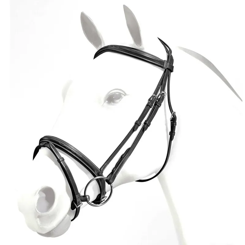 Equipe Emporio Rolled Browband Flash Bridle - Black