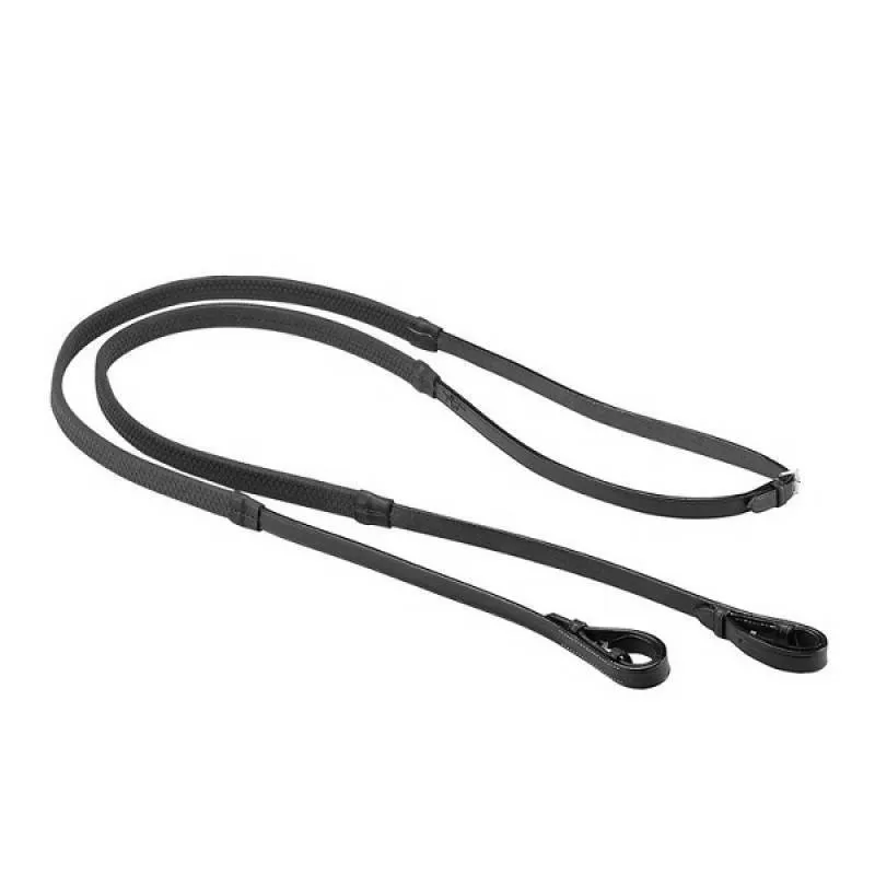 Equipe Emporio Rubber Grip Reins with Billets - Black/Silver