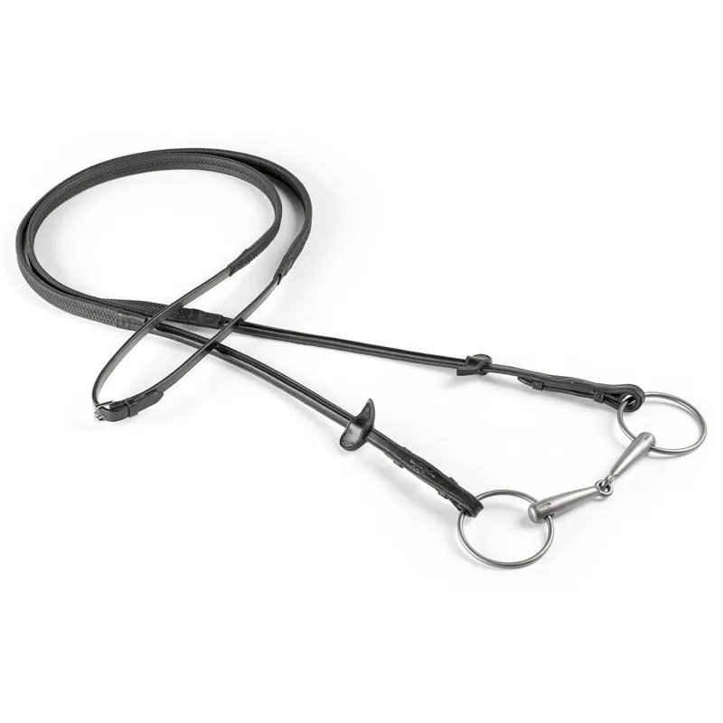 Equipe No Core Rubber Grip Reins Billet - Black/Silver