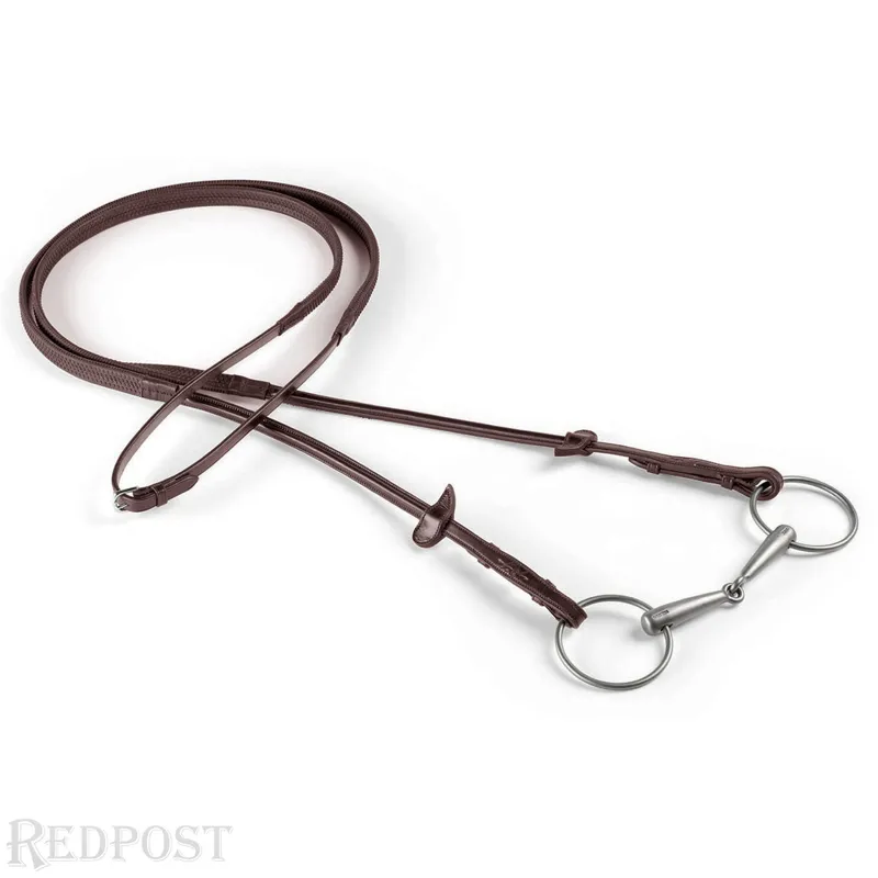 Equipe No Core Rubber Grip Reins Billet - Brown/Silver