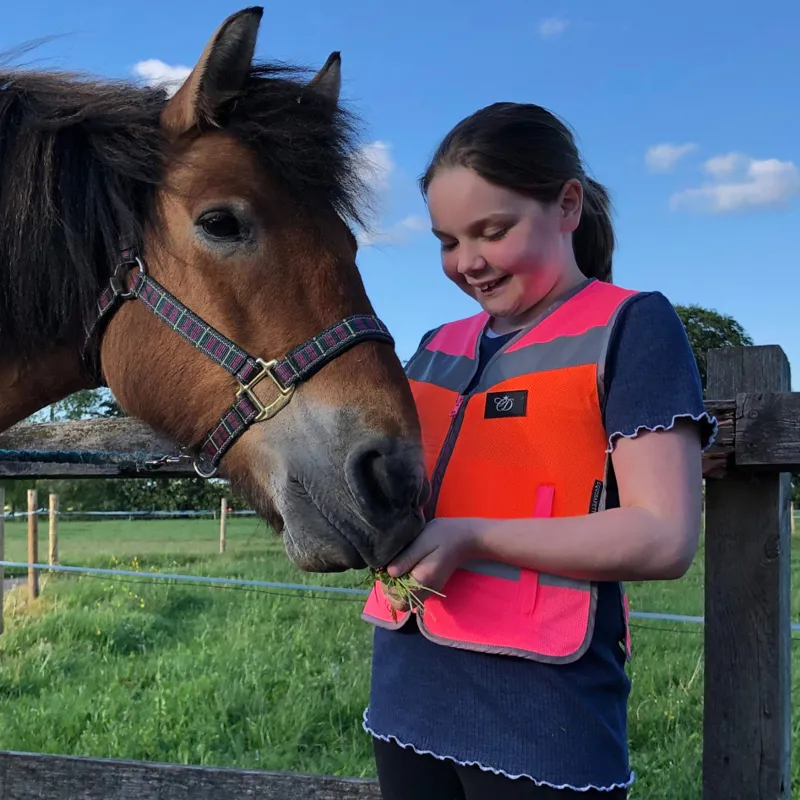 Equisafety CD Junior Multi Waistcoat - Pink/Orange-1