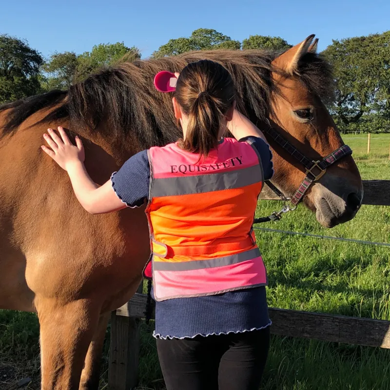 Equisafety CD Junior Multi Waistcoat - Pink/Orange-2